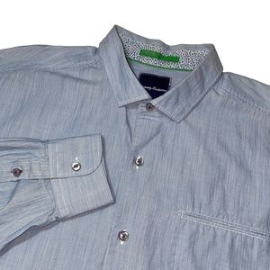 Tommy Bahama XL Blue Long Sleeve‎ 100% Cotton w/ Pocket Mens Shirt